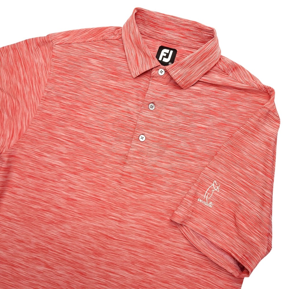 FootJoy Polo Shirt Mens M Pink Stripe Golf‎ Performance Stretch Top Envision